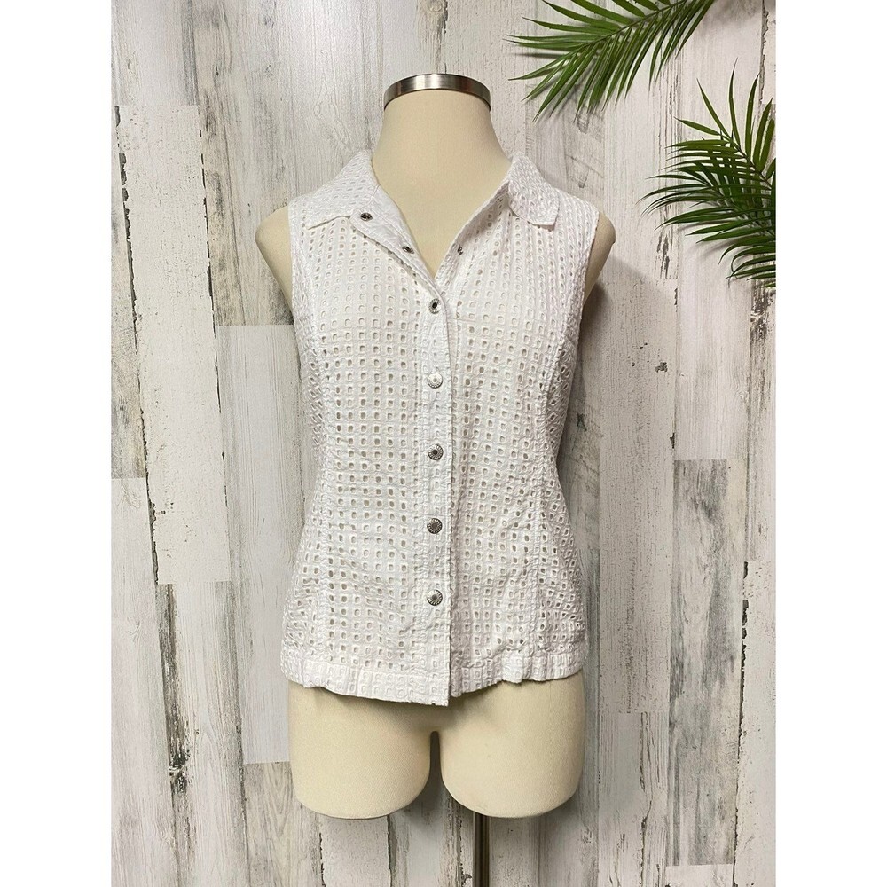 Christopher & banks white Sleeveless Blouse M